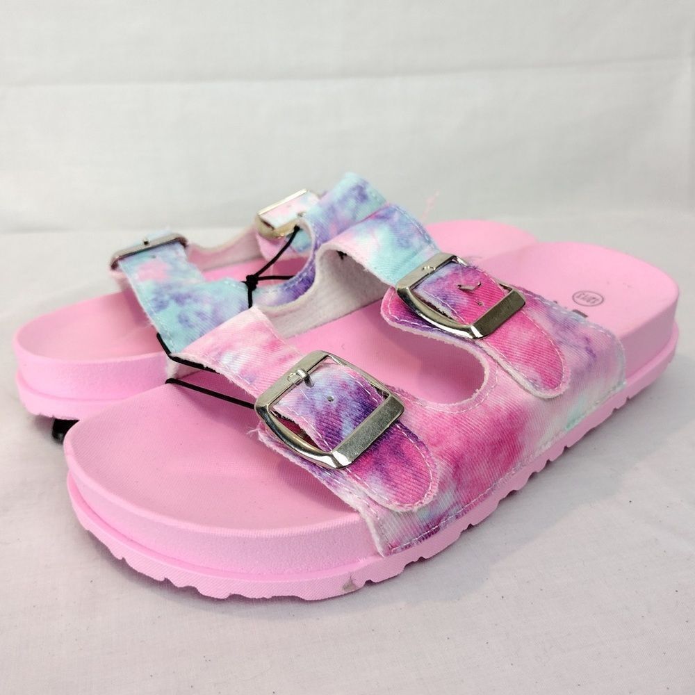 Wave Zone Galaxy Buckle Sandle Pink, Blue & Purple Straps Big Girls Size 3/4
